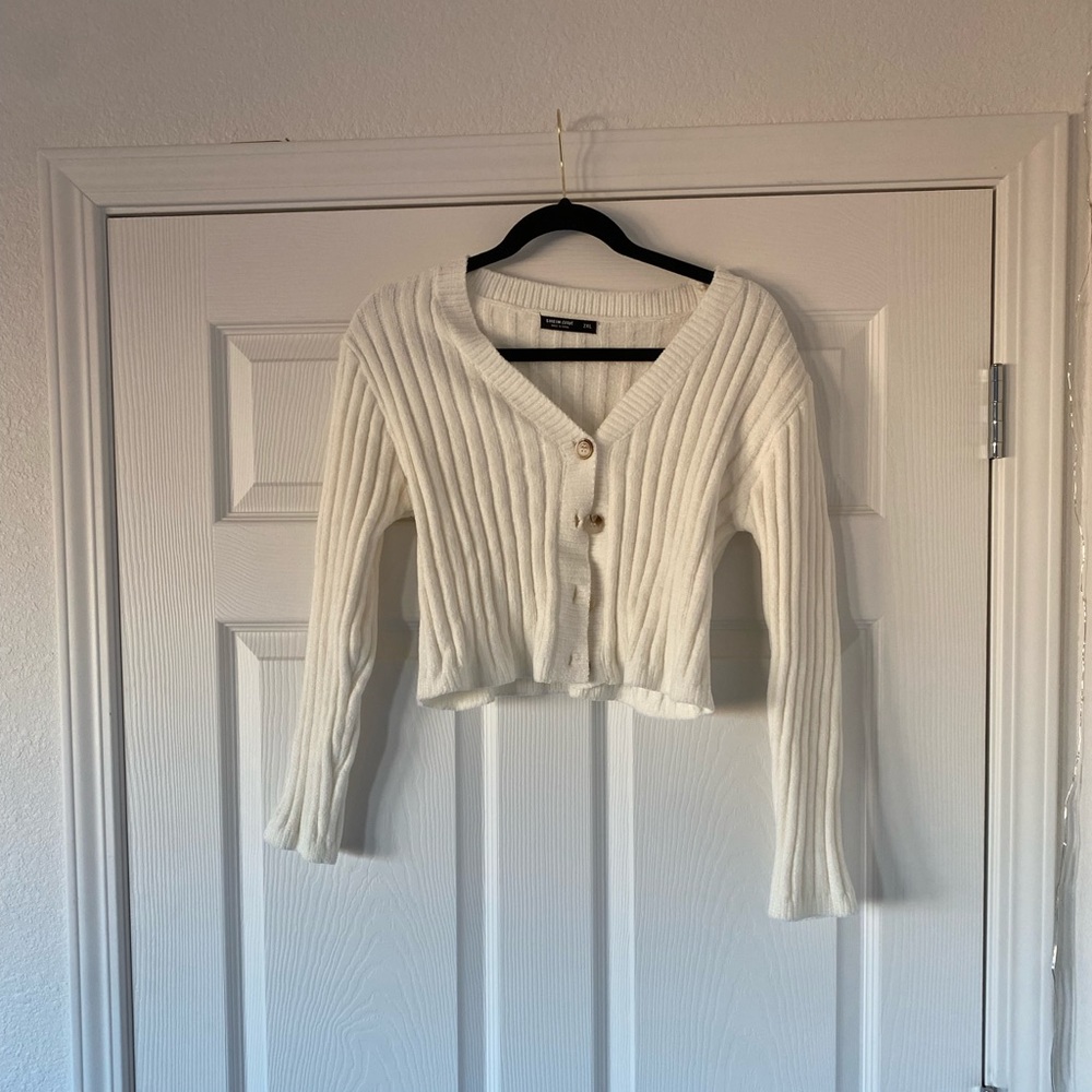 Cropped button up sweater